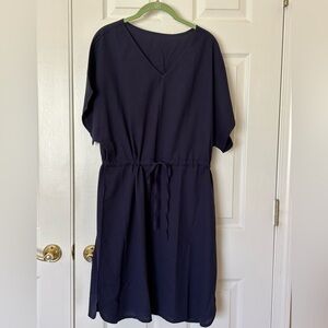 Navy V-Neck size 2XL Drawstring Waist Dress.